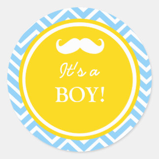 Mustache Zickzack Babydusche Runder Aufkleber