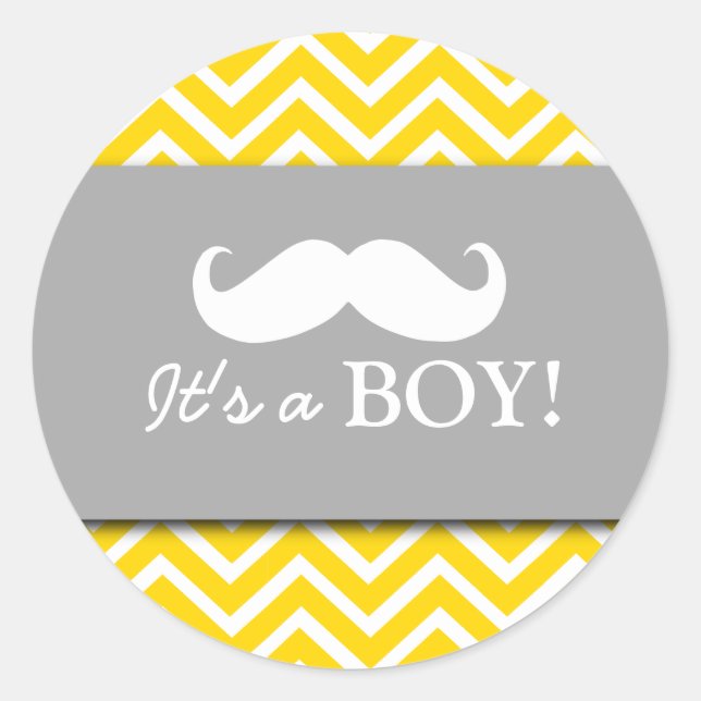 Mustache Zickzack Babydusche Runder Aufkleber (Vorderseite)