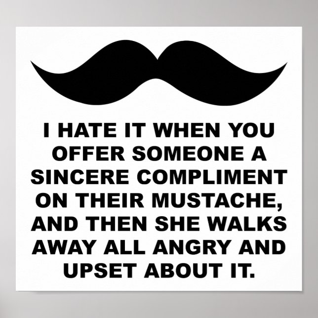 Mustached Woman Funny Poster (Vorne)