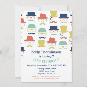 Mustaches Casquette Anniversaire Invitation Hip Me