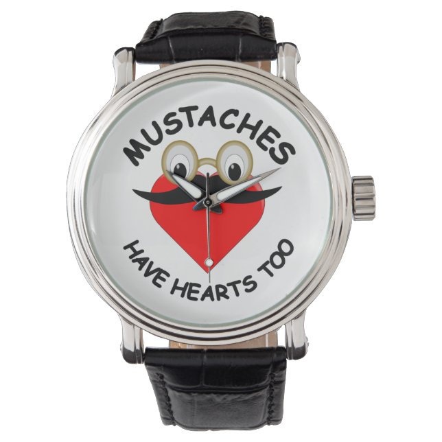 Mustaches haben auch Herz Armbanduhr (Vorderseite)