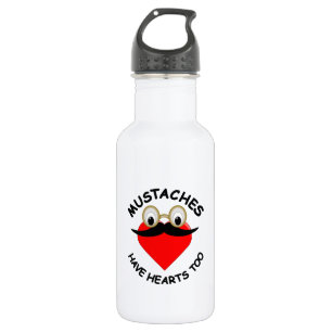 Mustaches haben auch Herz Edelstahlflasche