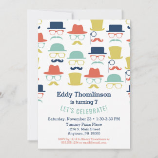 Mustaches Hats Birthday Einladung Angesagt Mens Bo