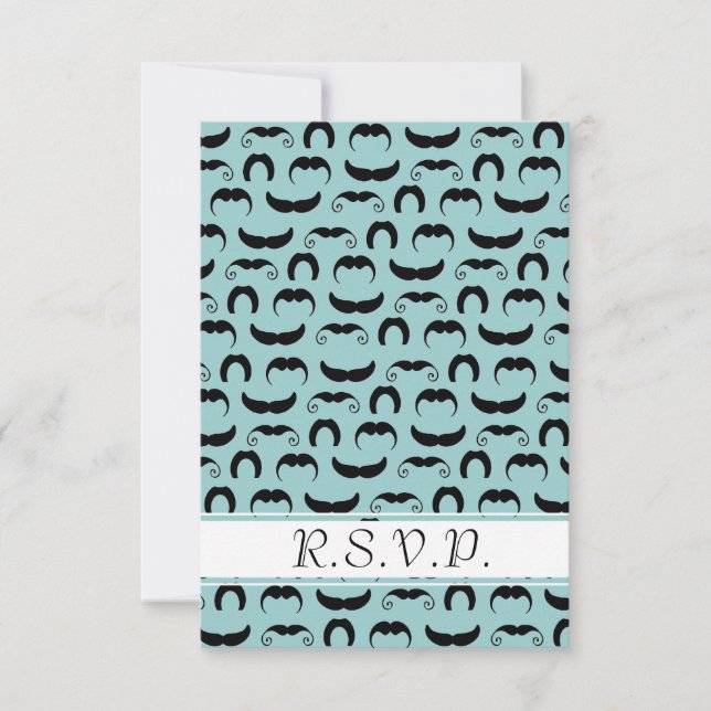 Mustaches R.S.V.P. Blau RSVP Karte (Vorderseite)