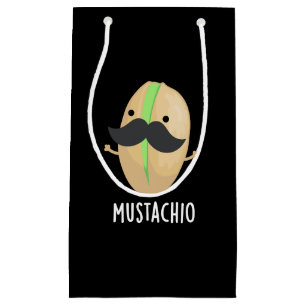 Mustachio Funny Pistachio Mustache Pun Dark BG Kleine Geschenktüte