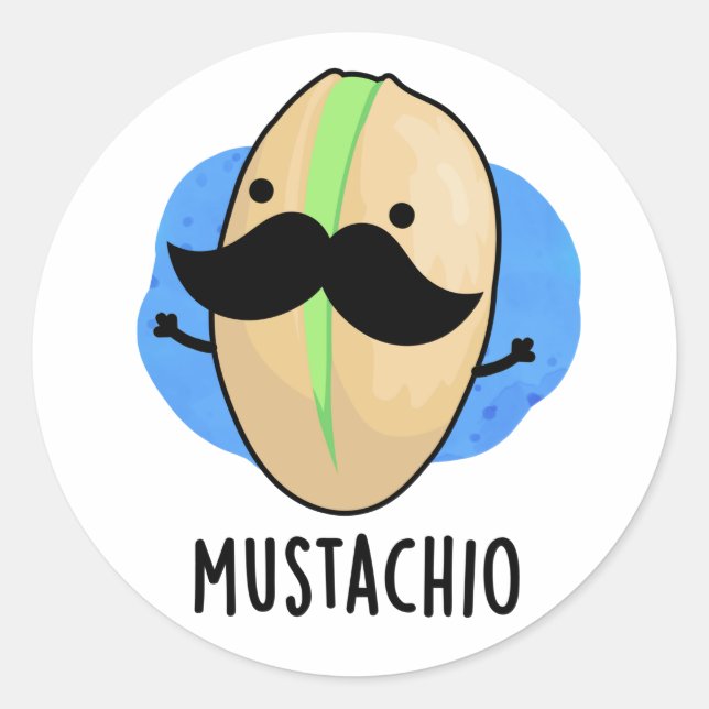 Mustachio Funny Pistachio Mustache Pun Runder Aufkleber (Vorderseite)