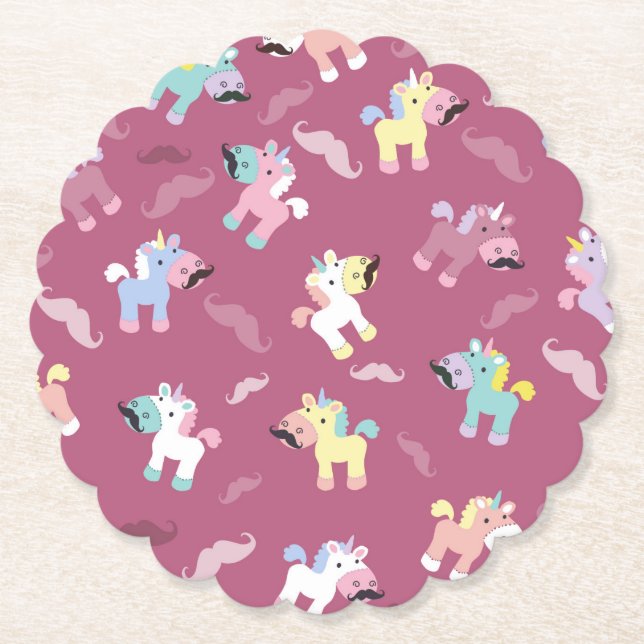 Mustachio Unicornio Untersetzer (Vorderseite)