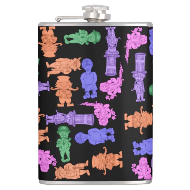 Mustachioed Men Multiover Print Flask Flachmann (Vorderseite)