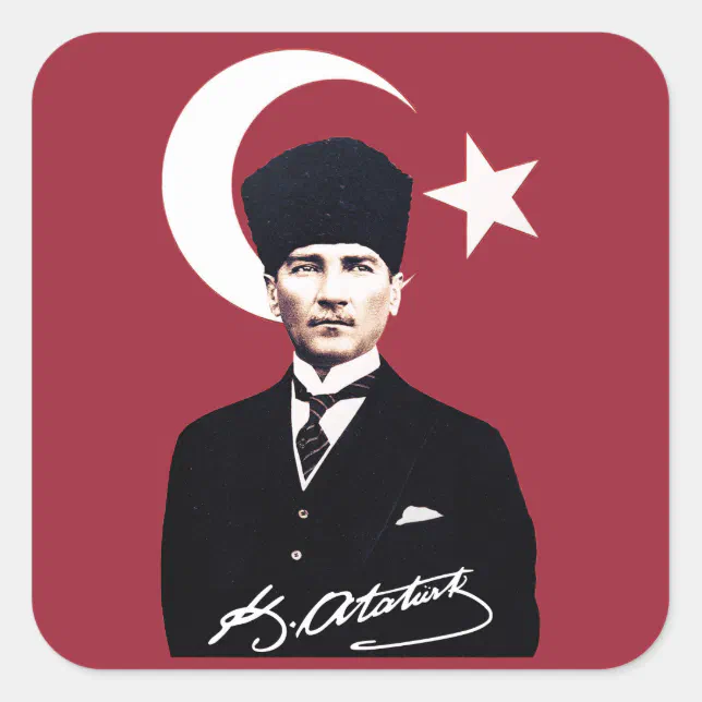 Mustafa Kemal Atatürk Quadratischer Aufkleber
