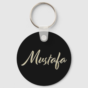 Mustafa Name whitegold Button Porte-clés