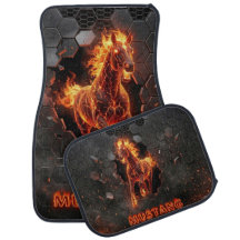 Mustang, Auto, Matten, Teppich Feuer Metall Stil