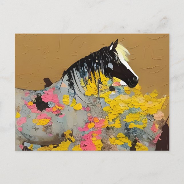 Mustang dans le désert Carte postale Fleur sauvage (Devant)