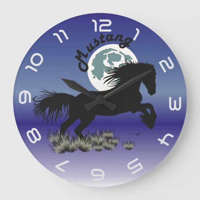 Mustang für Pferdeliebhaber Große Wanduhr (Vorderseite)