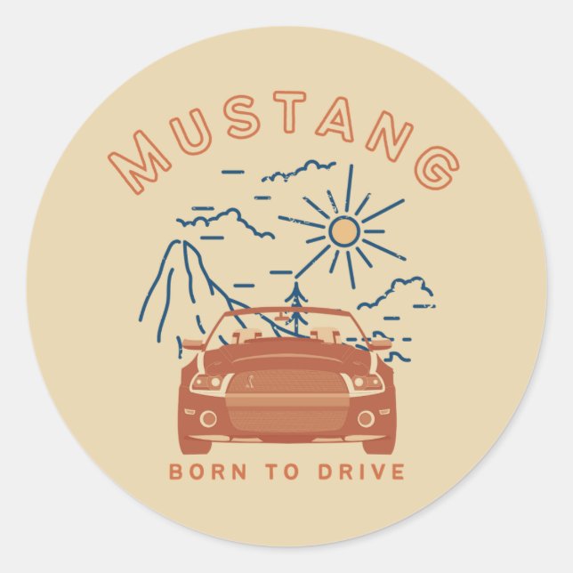 Mustang Geboren auf Laufwerkaufkleber Runder Aufkleber (Vorderseite)