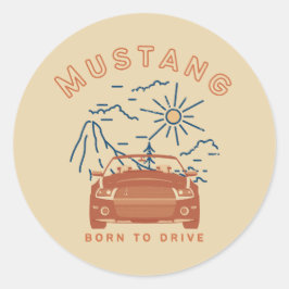 Mustang Geboren auf Laufwerkaufkleber Runder Aufkleber
