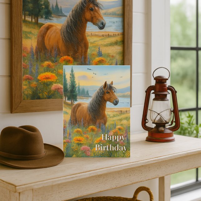 Mustang Horse Anniversaire Horse Lover Carte de vo (Créateur téléchargé)