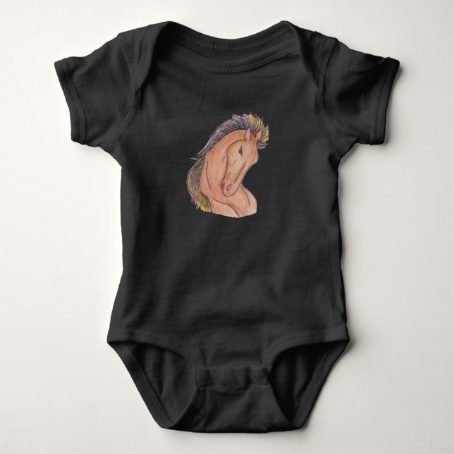 Mustang Horse Baby Strampler (Vorderseite)