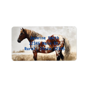 Mustang Horse Painting Adressaufkleber