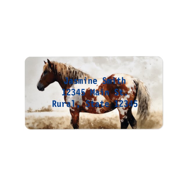 Mustang Horse Painting Adressaufkleber (Vorne)