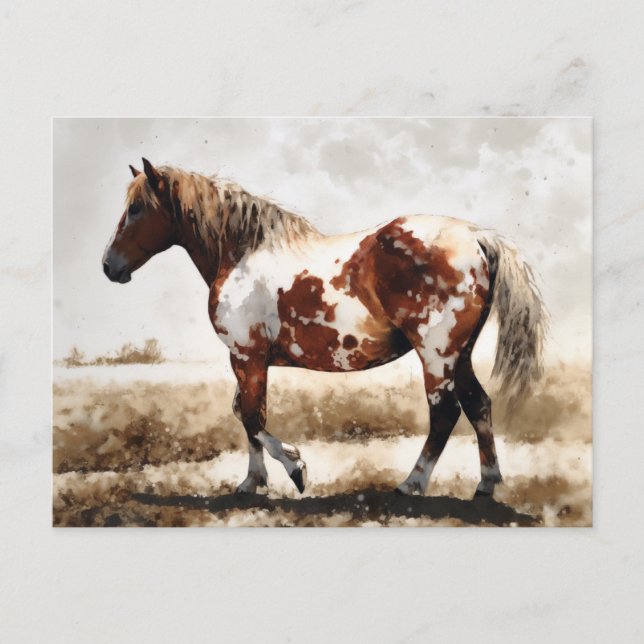 Mustang Horse Painting Postkarte (Vorderseite)