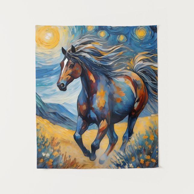 Mustang Horse Tapestry Wandteppich (Vorderseite)