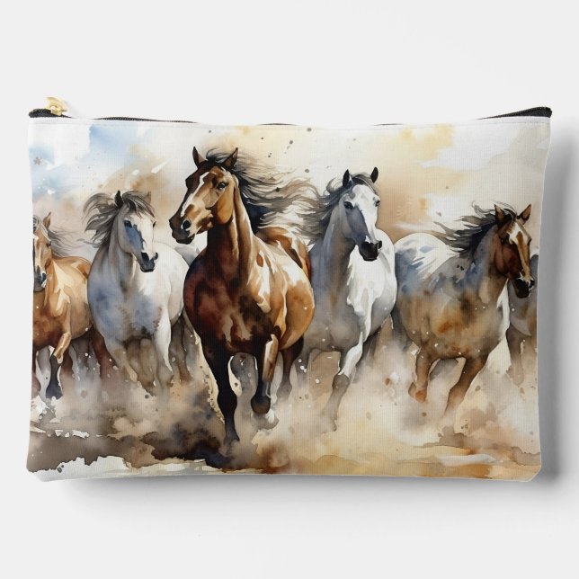 Mustang Horses Individuelle Name Reittier Zubehörtasche (Vorderseite)