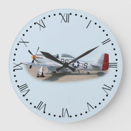 Mustang P-51D Römisches Gespräch Große Wanduhr