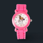 Mustang Pferd Thema Mädchen Geschenke Pony Armbanduhr<br><div class="desc">Mustang Pferde Mädchen Party Geschenke graziös galoppierend Senf mare braune Pferd ,  schöne personalisierte Geschenk für Pferde Liebhaber.</div>