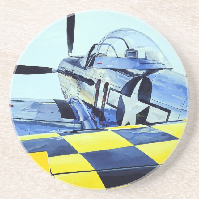 Mustangkämpfer des Weltkrieg-P-51 Sandstein Untersetzer (Vorne)