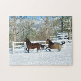 Mustangs laufen im Snow-Puzzle