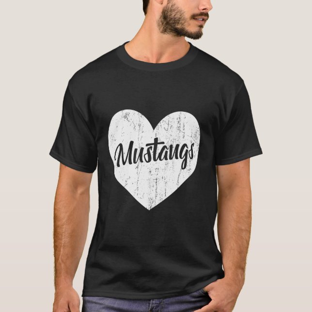 Mustangs School Sports Fan Team Spirit Mascot Höre T-Shirt (Vorderseite)