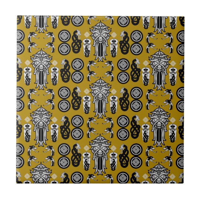 Mustard Anglo Saxon Art Print Fliese (Vorderseite)