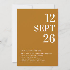 Mustard Brown Elegant Fall Wedding | Photo & QR Einladung