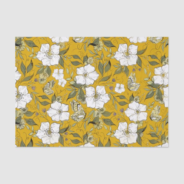 Mustard Butterfly Floral Seidenpapier (Vorderseite)
