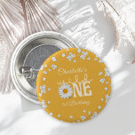 Mustard Daisy Wild One 1st Birthday Button<br><div class="desc">Mustard Daisy Wild One 1st Birthday</div>