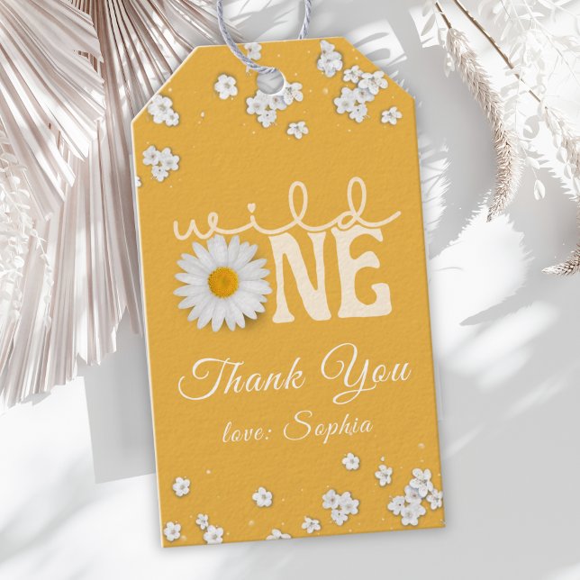 Mustard Daisy Wild One 1st Birthday  Geschenkanhänger (Von Creator hochgeladen)