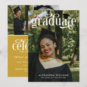 Mustard Elegant White Overlay Foto Graduate Einladung