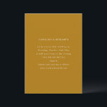 Mustard Gold Classic Serif Minimalist Wedding Einladung<br><div class="desc">This wedding invitation features refined serif typography set on a warm mustard gold background for a timeless, elevated look. The rich color and balanced spacing create an elegant impression well suited to fall celebrations, historic venues, and modern classic weddings. Designed to coordinate across a full wedding stationery suite, this style...</div>