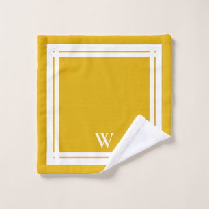 Mustard Mit Monogramm Minimalistisch Luxus Wellnes Badhandtuch Set