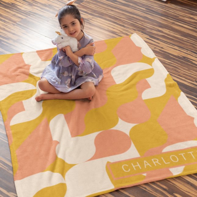 Mustard Pink Creme Muster Personalisiert Fleecedecke (Von Creator hochgeladen)