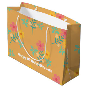 Mustard Retro Daisy Bouquet Muster kundenspezifisc Große Geschenktüte