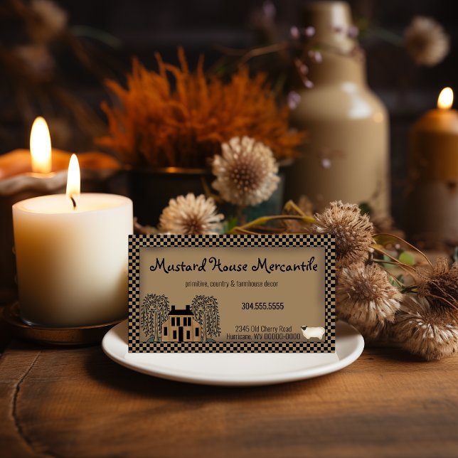 Mustard Saltbox House Rustic Kraft Business Card Visitenkarte (Von Creator hochgeladen)