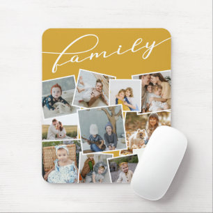 Mustard Scattered Photos Photo Collage Family Mousepad