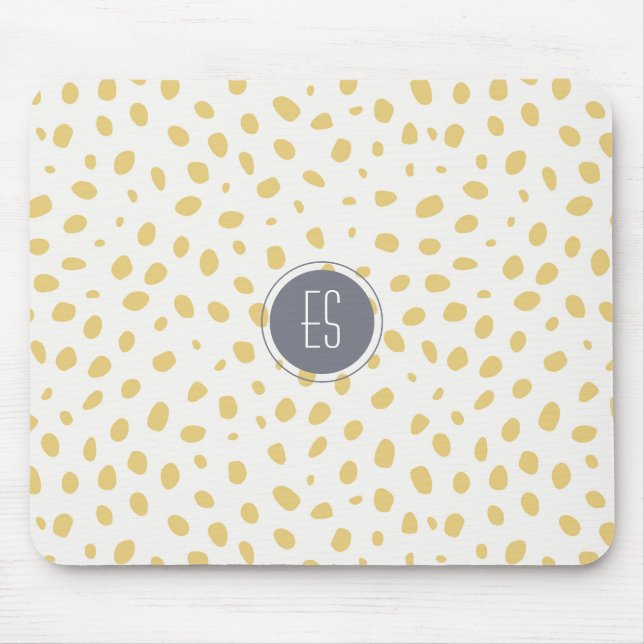 Mustard Speckle Muster Monogram Mousepad (Vorne)