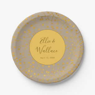 Mustard Spiced Yellow Twig Elegant Wedding Pappteller