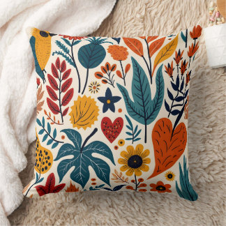 Mustard Terracotta Botanical Scandinavian Folk Kissen