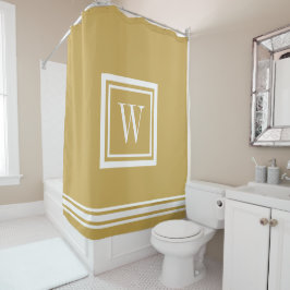 Mustard und White Classic Square Monogramm Duschvorhang