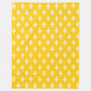 Mustard Viktorianisch Fleur de Lys Fleecedecke