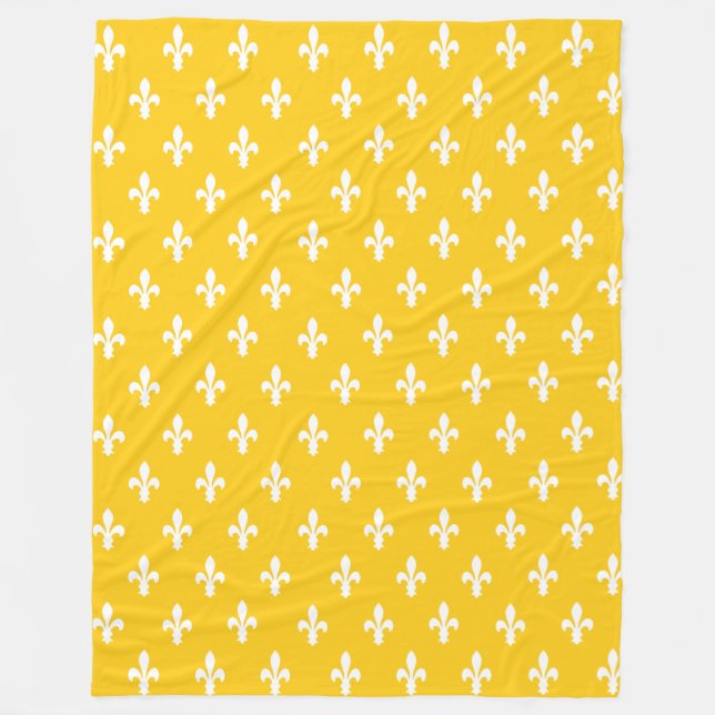 Mustard Viktorianisch Fleur de Lys Fleecedecke (Vorderseite)