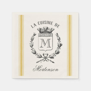 Mustard Vintag Style French Sack Custom Monogram Serviette